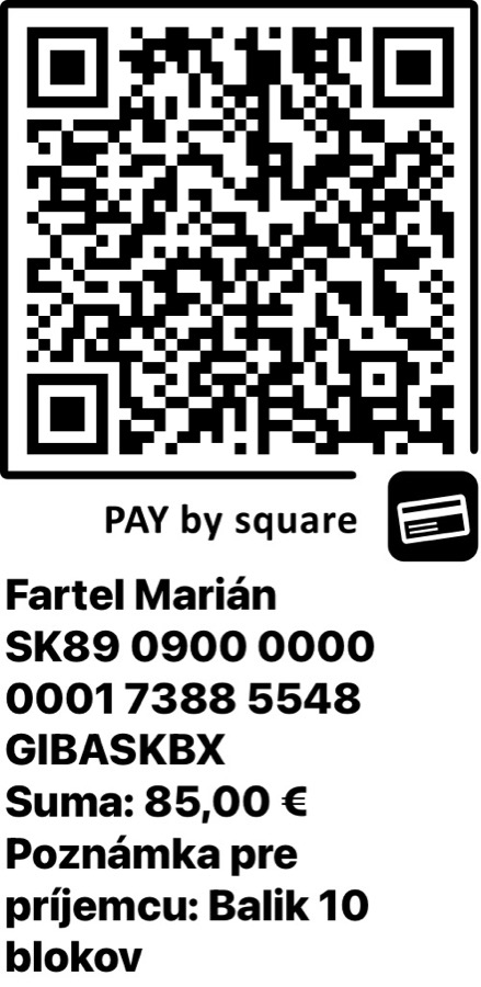 QR kód na platbu balíka 10 blokov